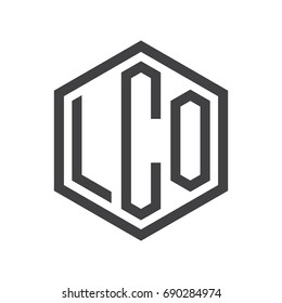 three-letter initials hexagon logo black
