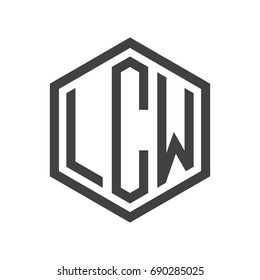 three-letter initials hexagon logo black