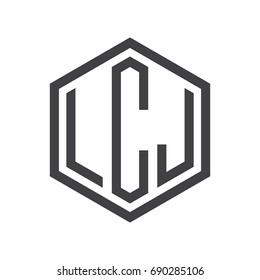 three-letter initials hexagon logo black