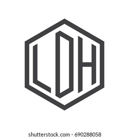three-letter initials hexagon logo black