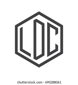 three-letter initials hexagon logo black