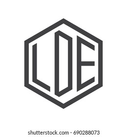 three-letter initials hexagon logo black