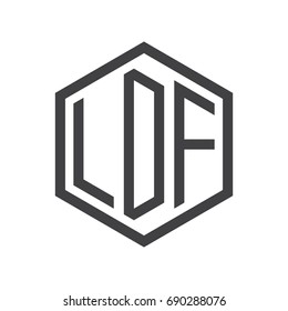 three-letter initials hexagon logo black