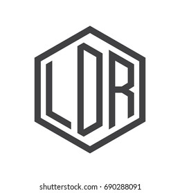 three-letter initials hexagon logo black