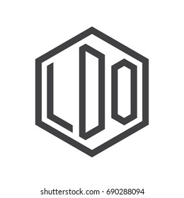 three-letter initials hexagon logo black