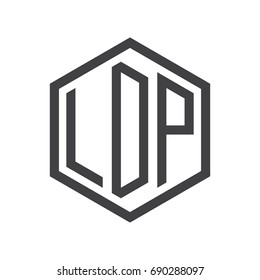 three-letter initials hexagon logo black