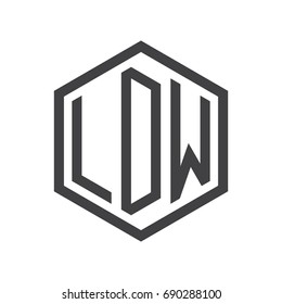 three-letter initials hexagon logo black