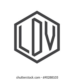 three-letter initials hexagon logo black