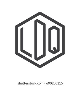 three-letter initials hexagon logo black