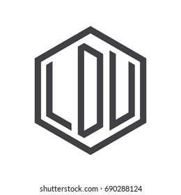 three-letter initials hexagon logo black