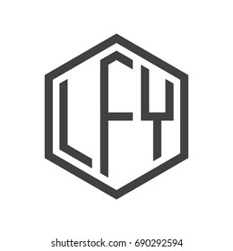 three-letter initials hexagon logo black