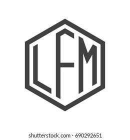 three-letter initials hexagon logo black
