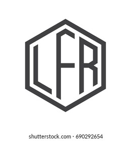three-letter initials hexagon logo black
