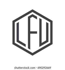 three-letter initials hexagon logo black