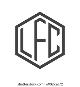 three-letter initials hexagon logo black