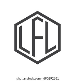 three-letter initials hexagon logo black
