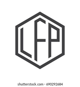 three-letter initials hexagon logo black
