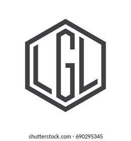 three-letter initials hexagon logo black