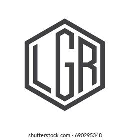 three-letter initials hexagon logo black