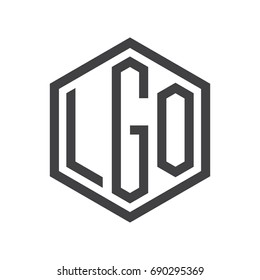 three-letter initials hexagon logo black