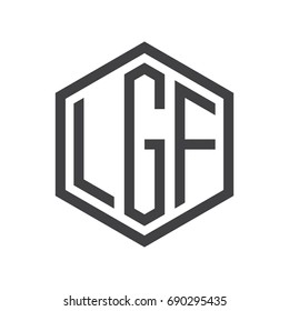 three-letter initials hexagon logo black