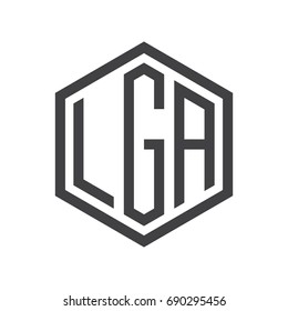 three-letter initials hexagon logo black