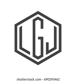 three-letter initials hexagon logo black