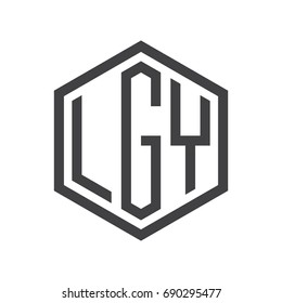 three-letter initials hexagon logo black