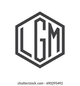 three-letter initials hexagon logo black