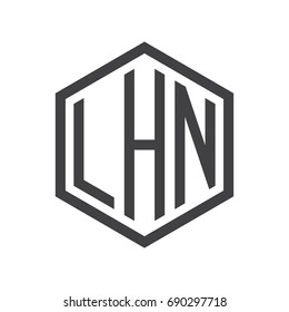 three-letter initials hexagon logo black