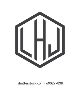three-letter initials hexagon logo black