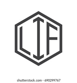 three-letter initials hexagon logo black