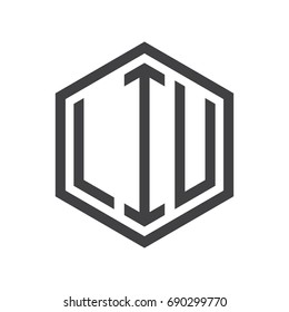 three-letter initials hexagon logo black