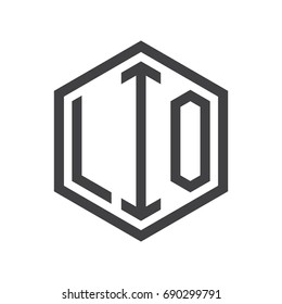 three-letter initials hexagon logo black
