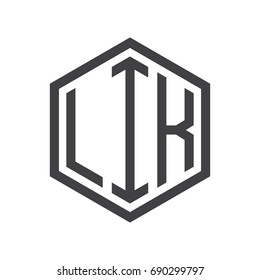 three-letter initials hexagon logo black
