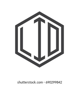 three-letter initials hexagon logo black