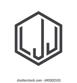 three-letter initials hexagon logo black