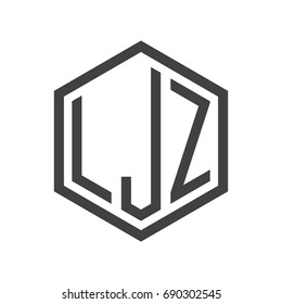 three-letter initials hexagon logo black