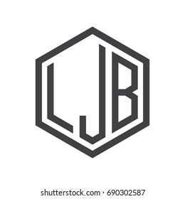 three-letter initials hexagon logo black