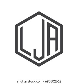 three-letter initials hexagon logo black