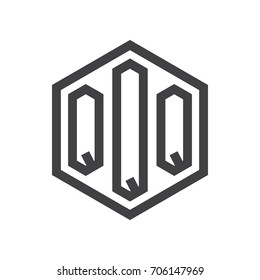 three-letter initials hexagon logo black
