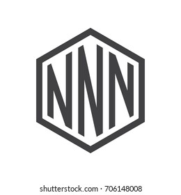 three-letter initials hexagon logo black