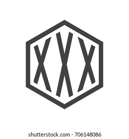 three-letter initials hexagon logo black