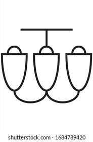 Three-light chandelier. Image in vector. The chandelier is shown schematically.