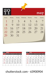 three-month desk calendar,may 2011