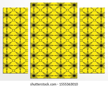 Three-part panel with an abstract pattern. Vector illustration.