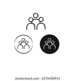Three-person line icon. Teamwork symbol, Group meeting illustration. Collaboration icon. Working together vector icon illustration.