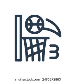 Tres puntos de icono de Vector de baloncesto