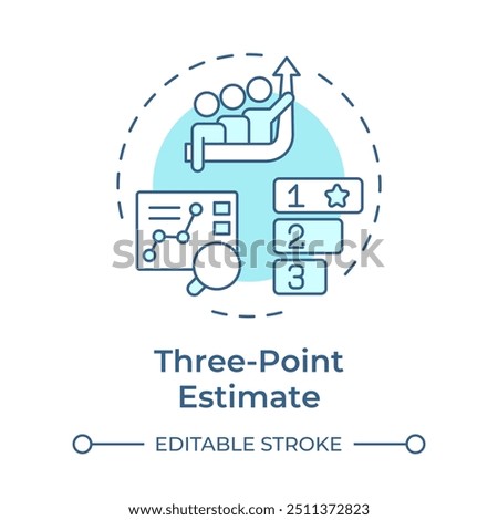 Three-point estimate concept icon. Productivity chart, efficiency. Progress milestones. Round shape line illustration. Abstract idea. Graphic design. Easy to use in infographic, presentation