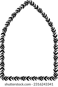 Three-Pointed Arch Leaf rectangular frame architectural window door laurel flower frame floral leaf borders natural botanical branches decoration wedding anniversary celebration beautiful arabesque 
